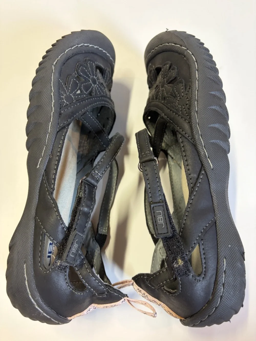 JBU By Jambu Mary Jane Flats Women Black Leather Floral Cutout Comfort Size 8 - Picture 8 of 10